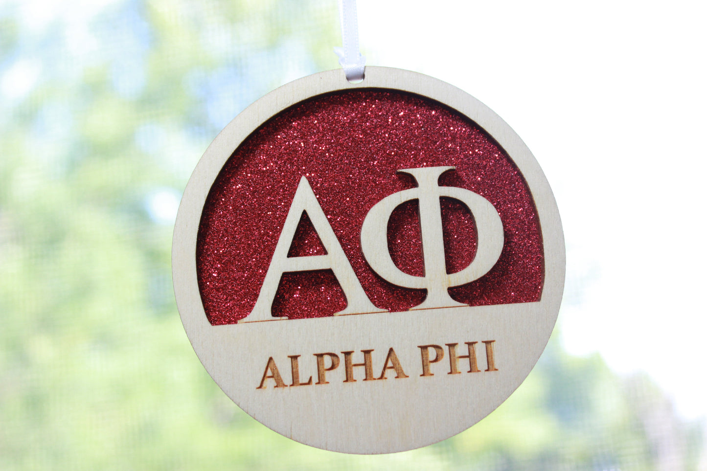 Alpha Phi - Laser Carved Ornament - 3" Round