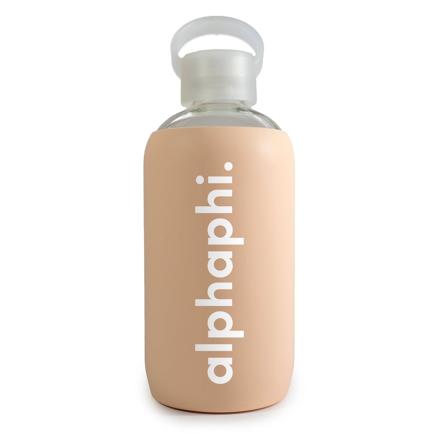 Alpha Phi Glass Water Bottle with Silicone Sleeve