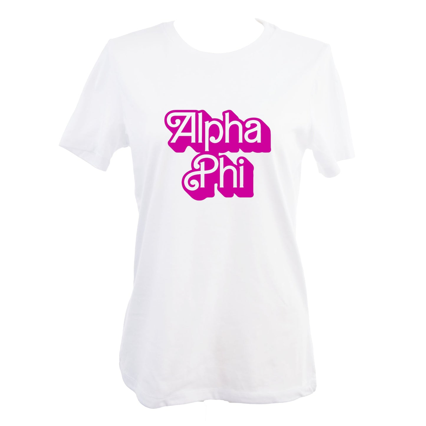 Alpha Phi T-Shirt- Retro Dolly Sorority Name Design, Relaxed Fit