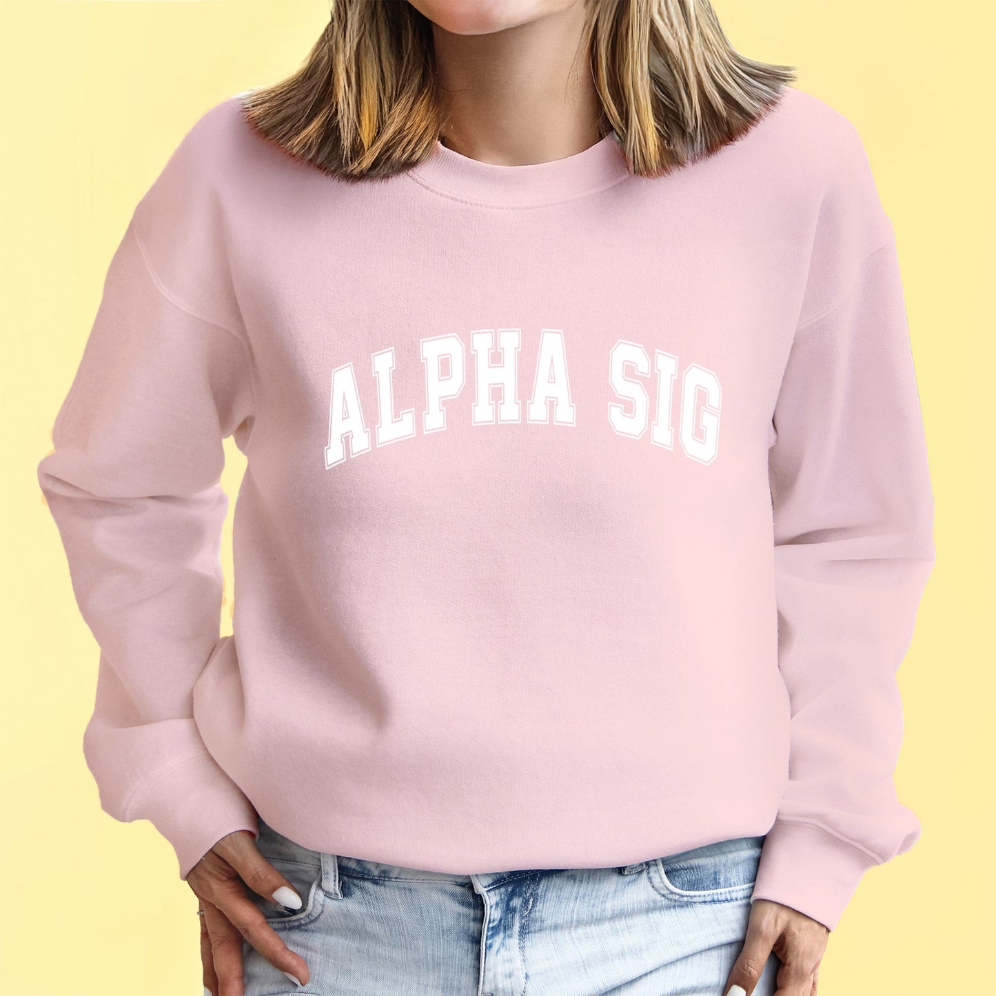 Alpha Phi Sweatshirt- Crewneck Varsity Letters Design