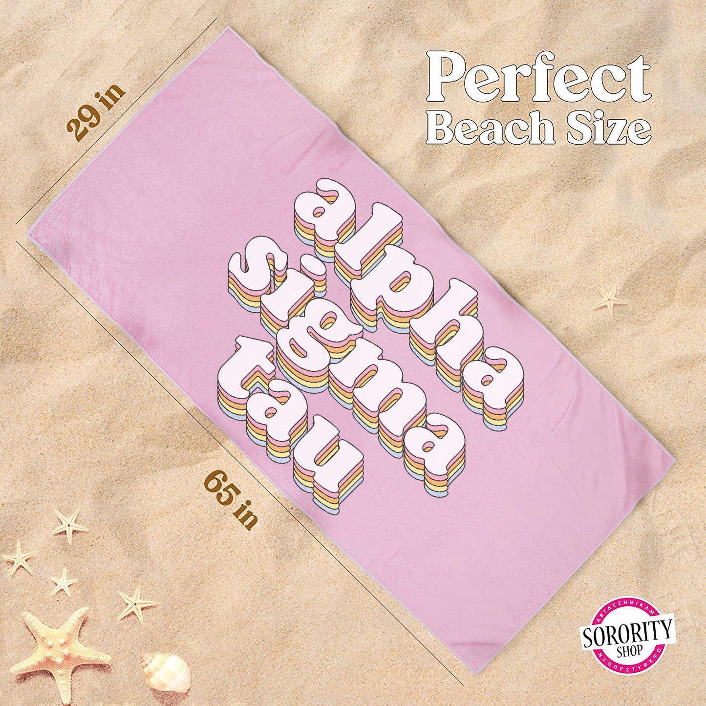 Alpha Sigma Tau Plush Retro Beach Towel