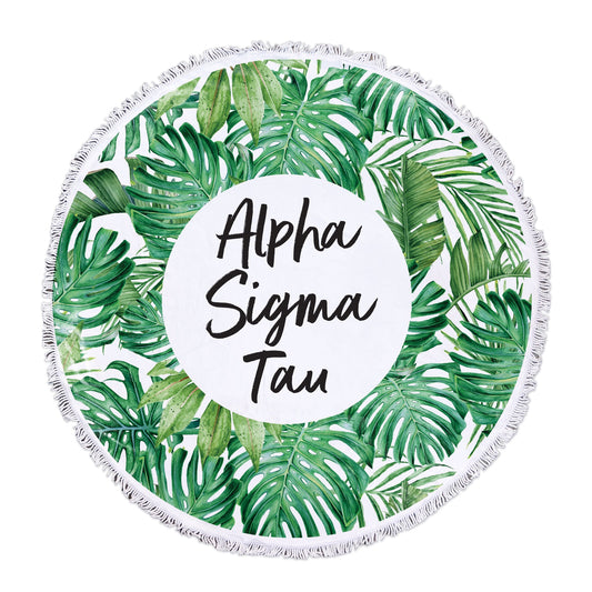 Alpha Sigma Tau Palm Leaf Fringe Towel Blanket