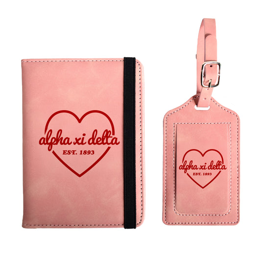 Alpha Xi Delta Passport Holder & Luggage Tag Travel Gift Set
