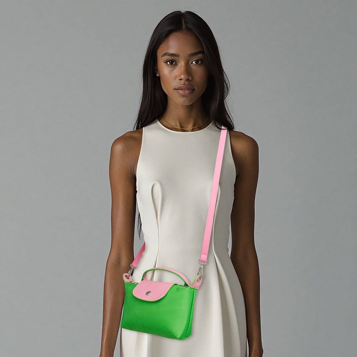 AKA Alpha Kappa Alpha Sorority Green Nylon Mini Pouch Handle Strap