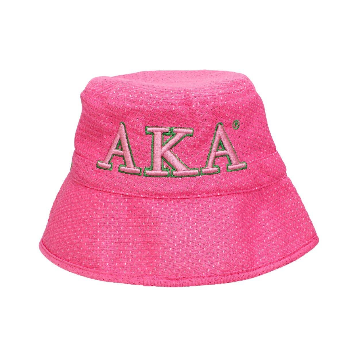 AKA Alpha Kappa Alpha Sorority Pink Mesh Embroidered Bucket Hat