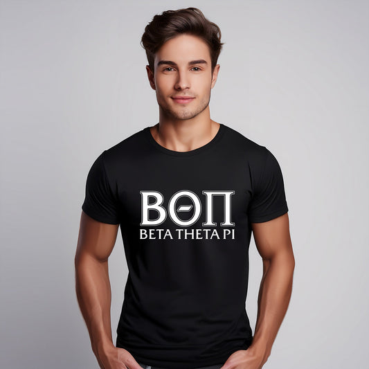 Beta Theta Pi Fraternity T-Shirt- Varsity Greek Letters Design