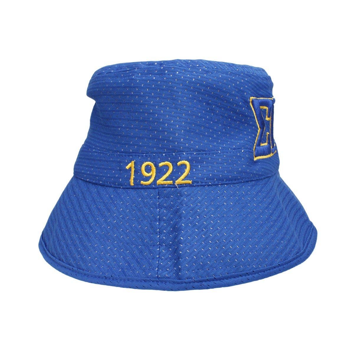 SGRHO Sigma Gamma Rho Sorority Yellow & Blue Mesh Embroidered Bucket Hat