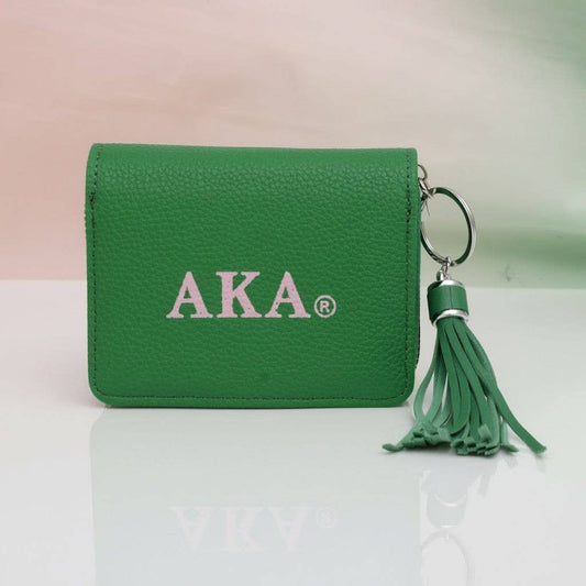 AKA Alpha Kappa Alpha Green Tassel Keychain Zipper Wallet Updated