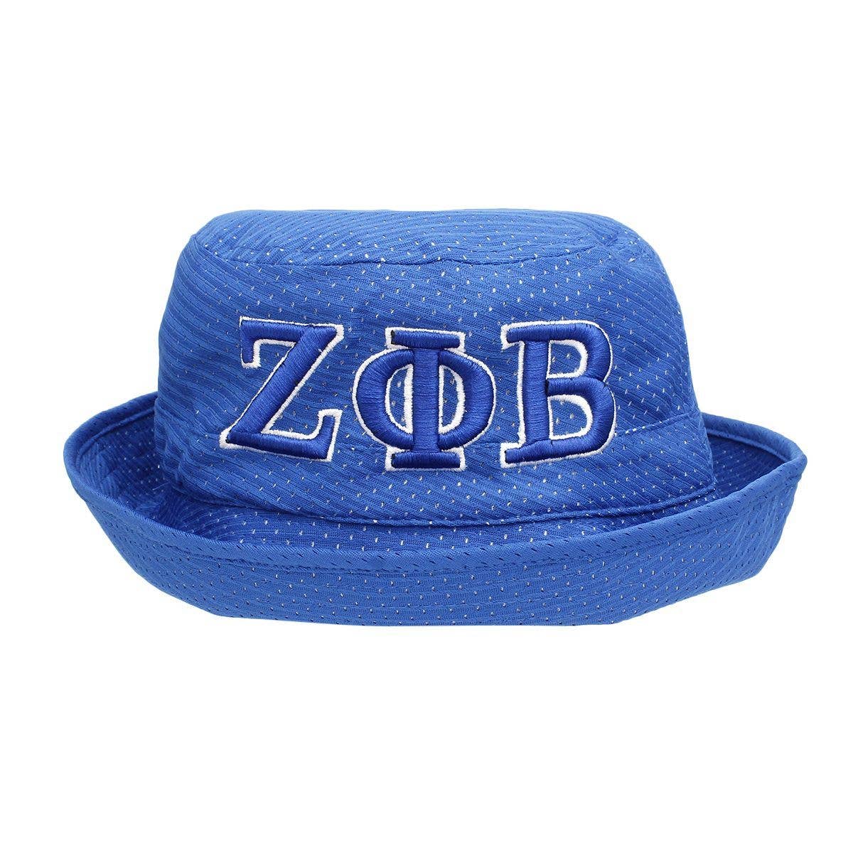 ZPB Zeta Phi Beta Sorority Blue Mesh Embroidered Bucket Hat