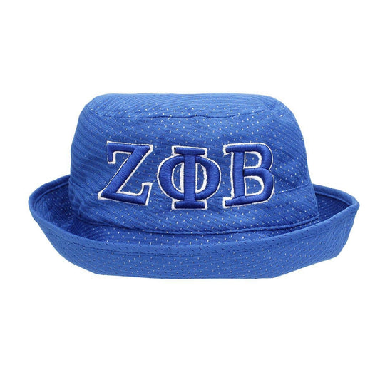 ZPB Zeta Phi Beta Sorority Blue Mesh Embroidered Bucket Hat