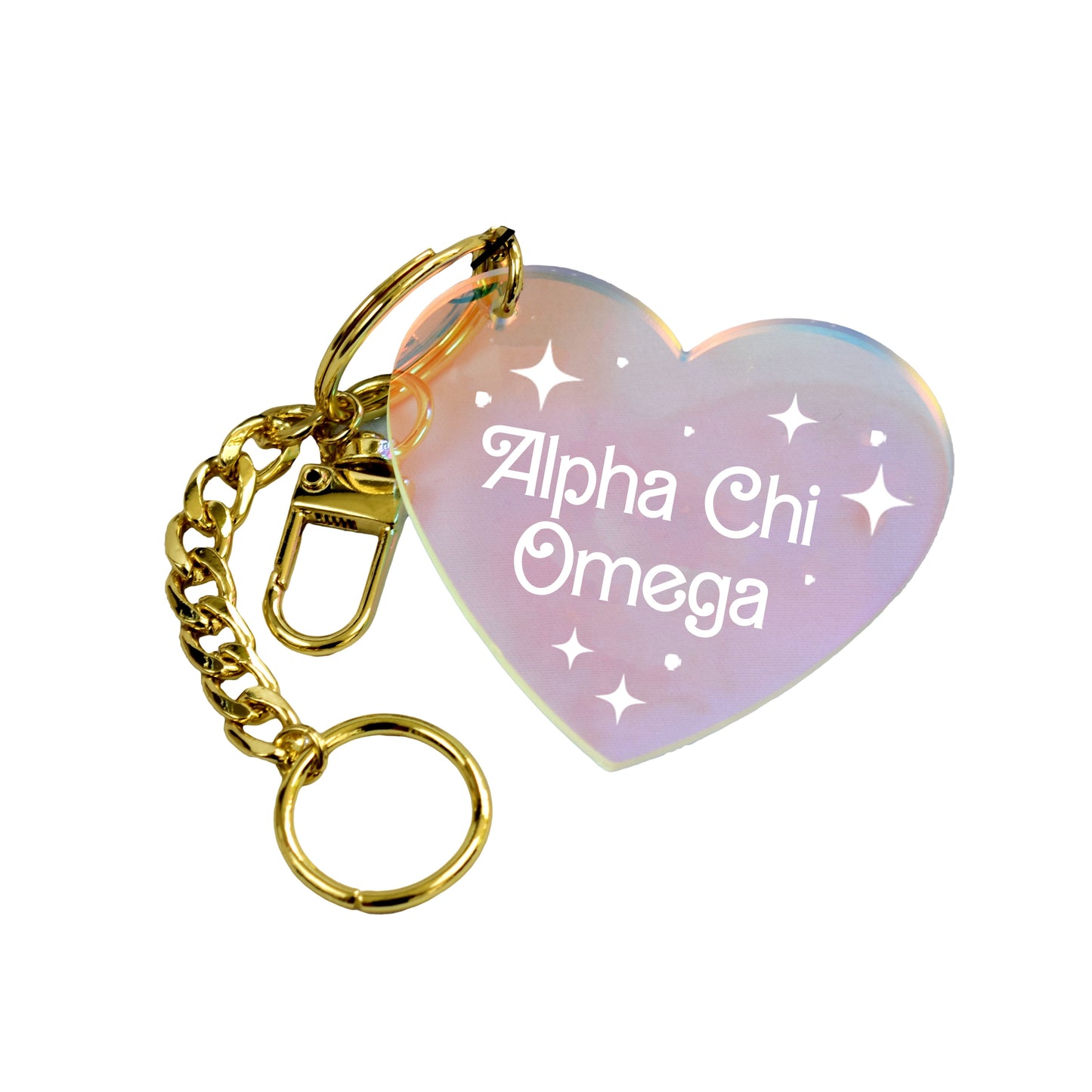 Alpha Chi Omega Keychain - Iridescent Heart Design