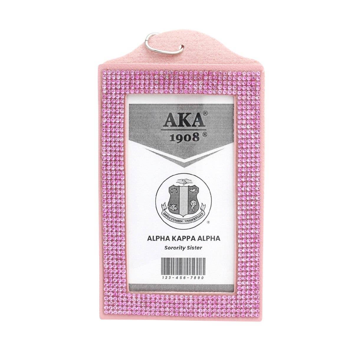 AKA Alpha Kappa Alpha Pink Sparkle Sorority Pride ID Badge Holder