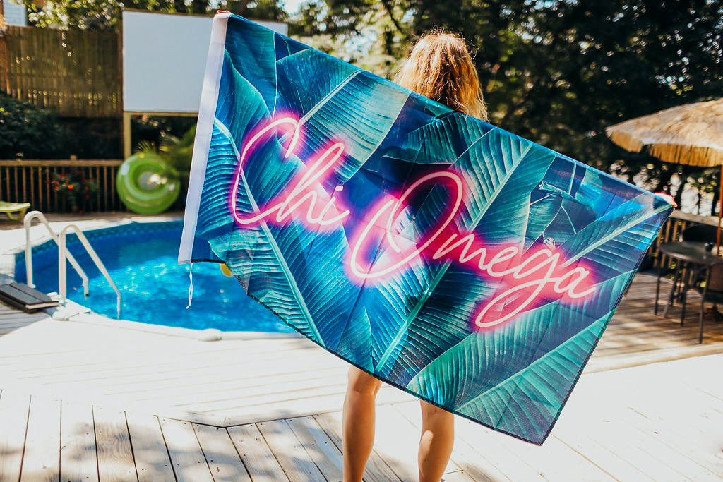 Chi Omega Neon Palm Flag