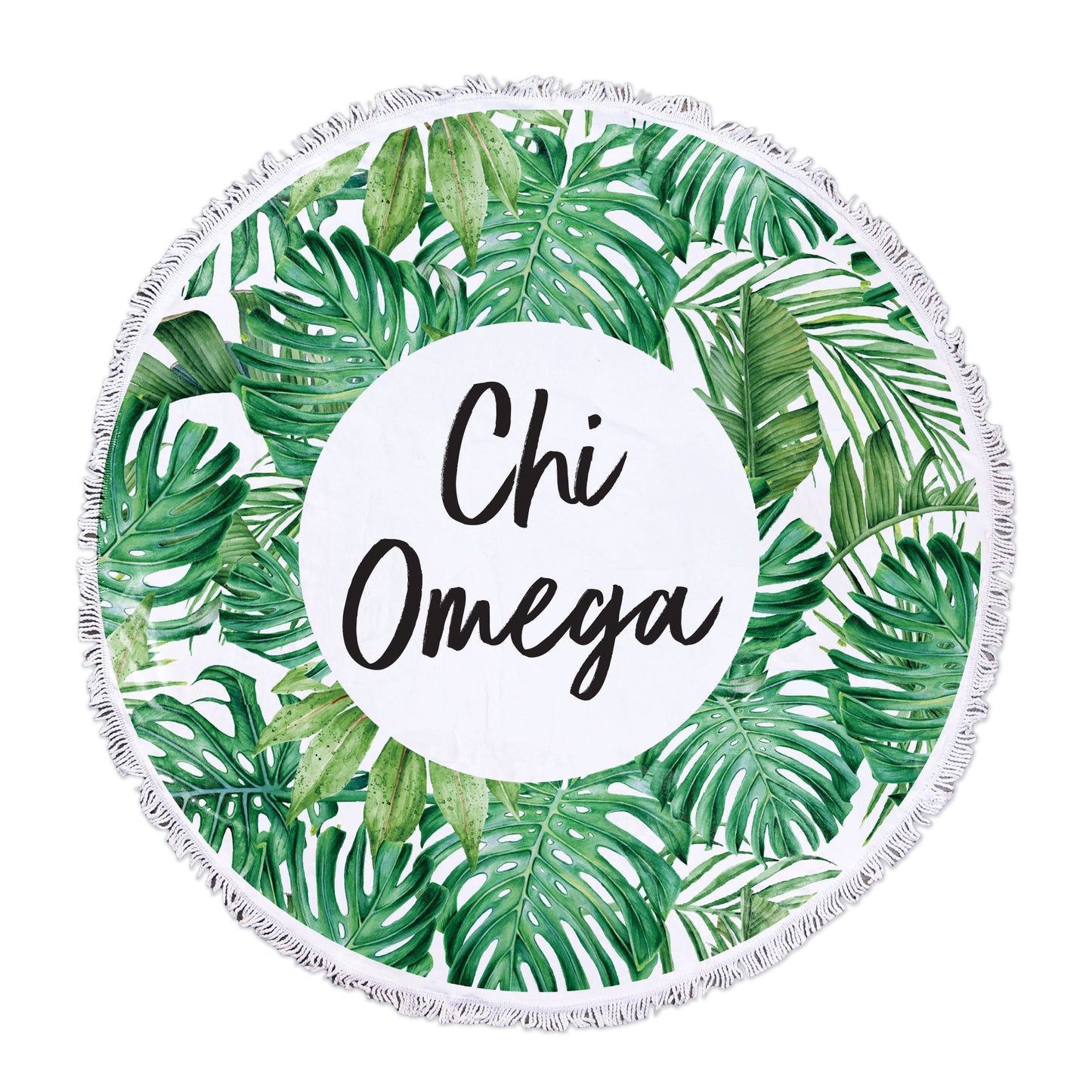 Chi Omega Palm Leaf Fringe Towel Blanket