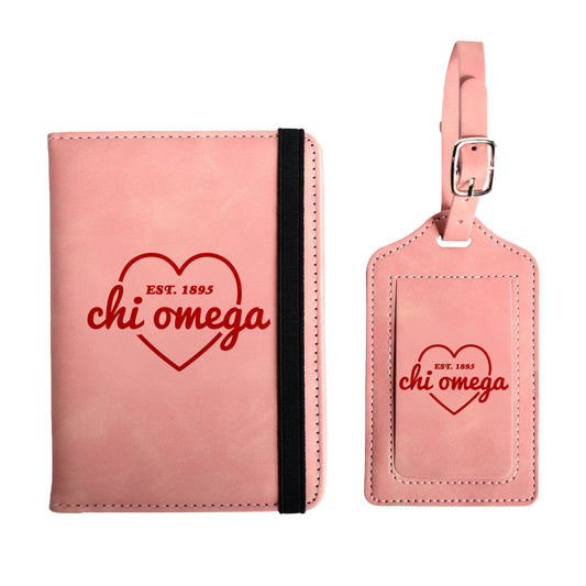 Chi Omega Passport Holder & Luggage Tag Travel Gift Set