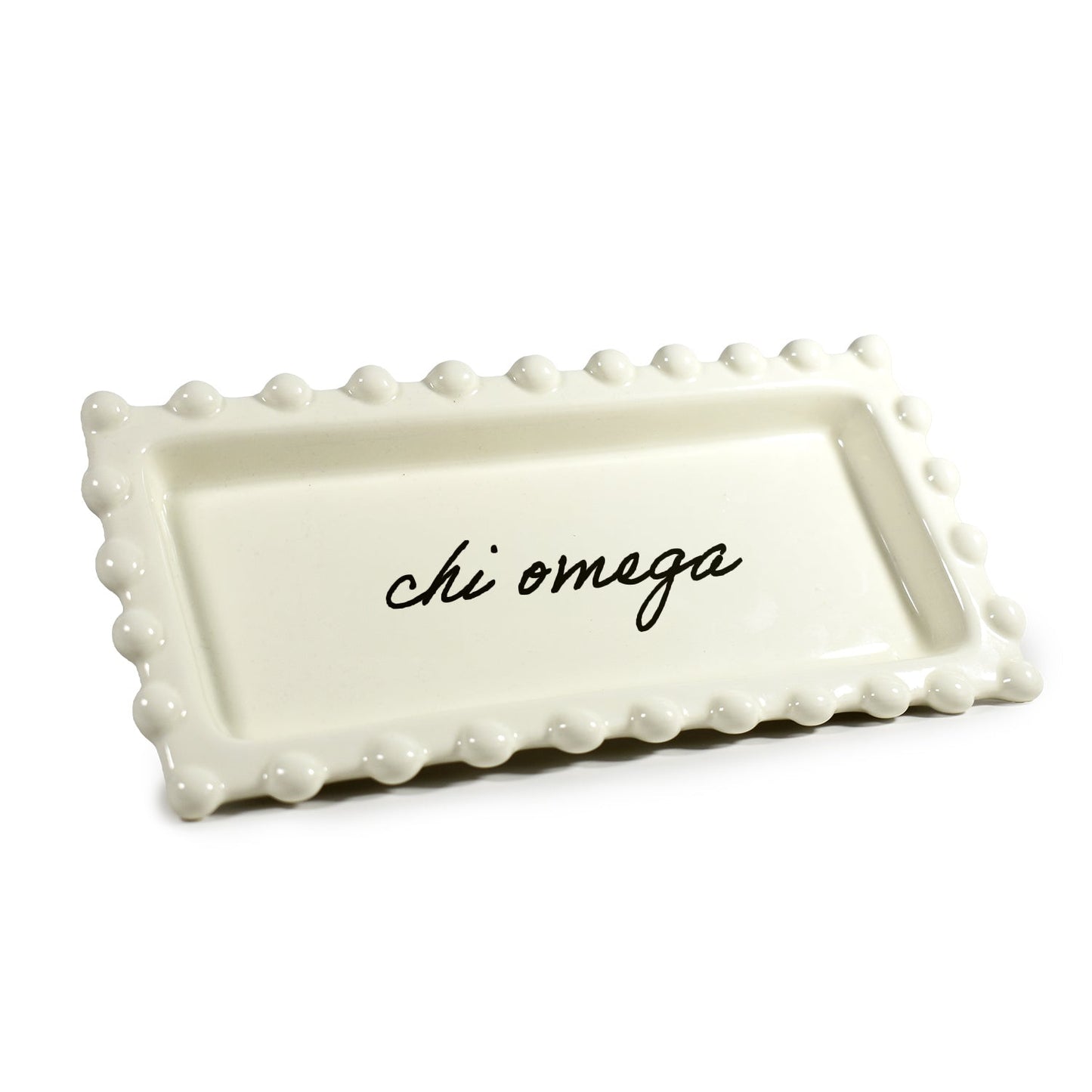 Chi Omega Jewelry Dish - Rectangular Cursive Script Sorority Name