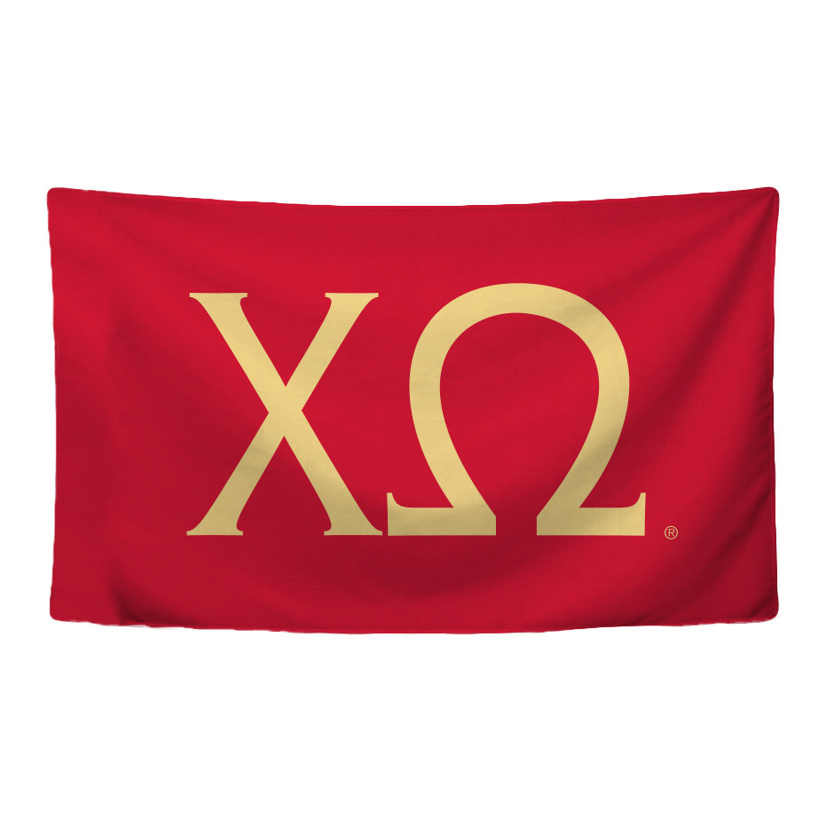 Chi Omega Sorority Greek Letters Flag, Two-Color Design