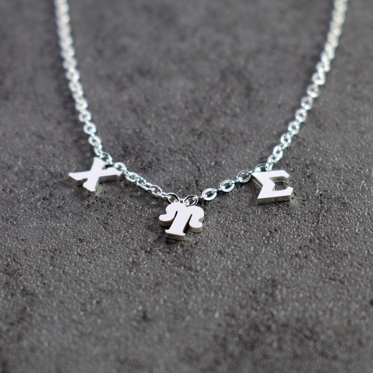 Chi Upsilon Sigma Silver Greek Letters Necklace