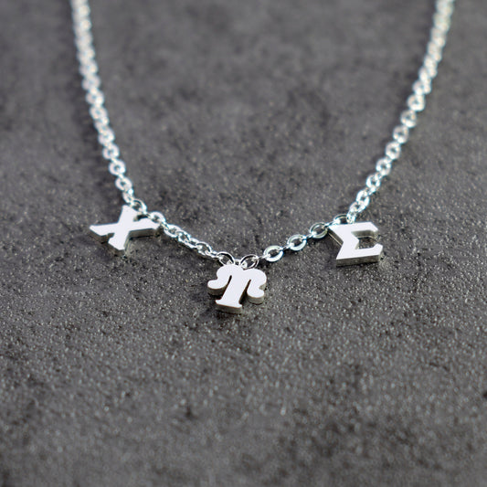 Chi Upsilon Sigma Silver Greek Letters Necklace