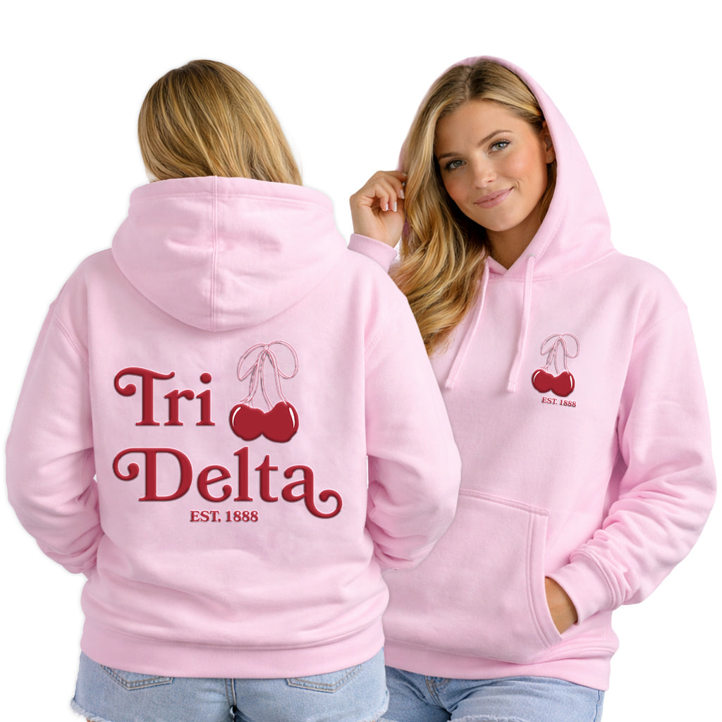 Tri Delta Hooded Sweatshirt with Cherries and Sorority Name