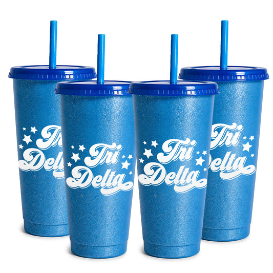 Delta Delta Delta Glitter Color Changing Cup 4-Pack