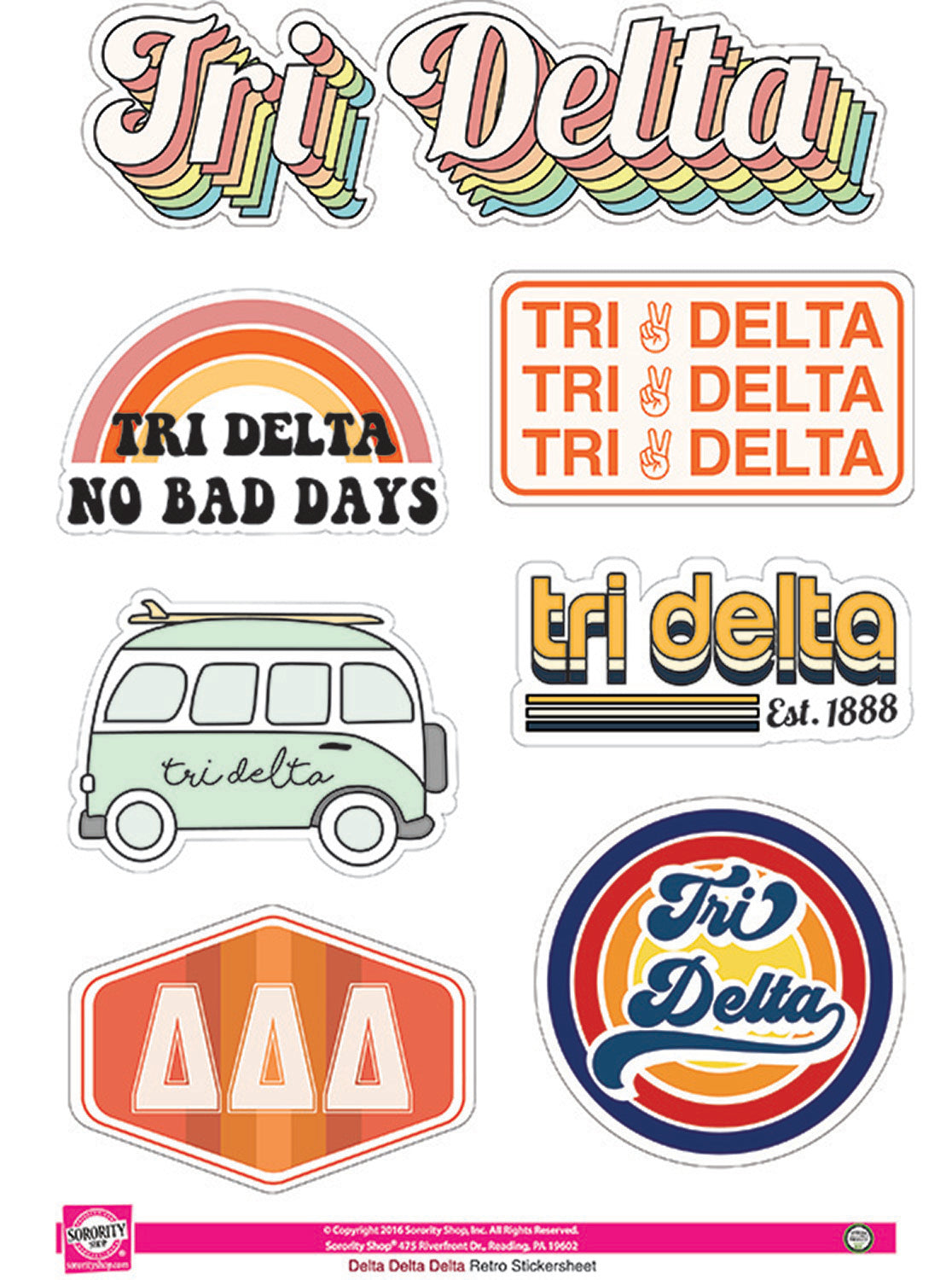 Delta Delta Delta <br> Retro Sticker Sheet