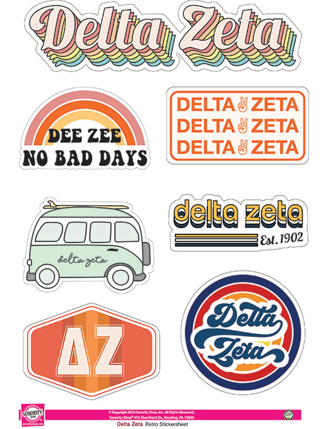 Delta Zeta <br> Retro Sticker Sheet