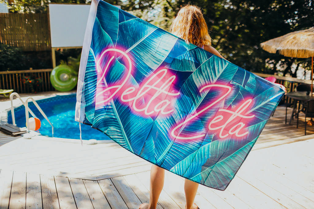 Delta Zeta Neon Palm Flag