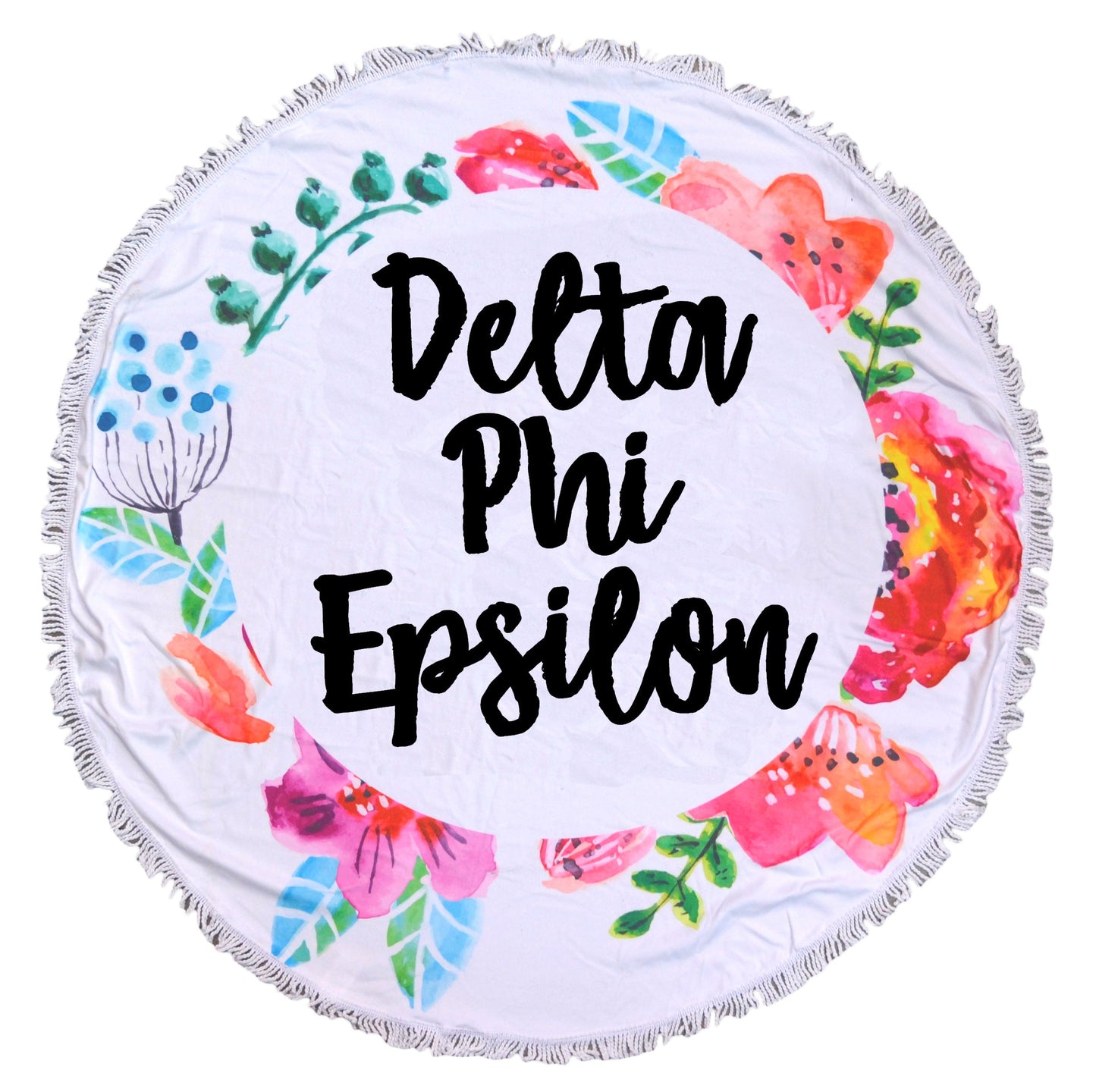 Delta Phi Epsilon Floral Fringe Towel Blanket