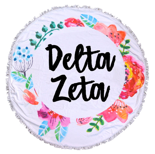 Delta Zeta Floral Fringe Towel Blanket