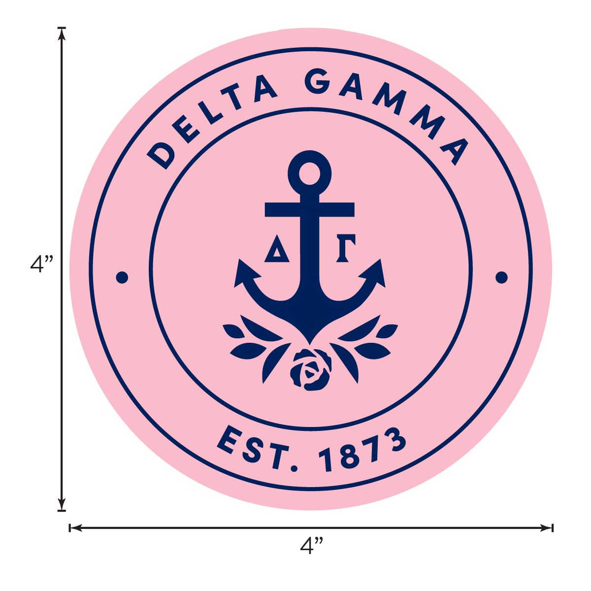Delta Gamma Sorority Car Decal Sticker- Full Color Circle Logo