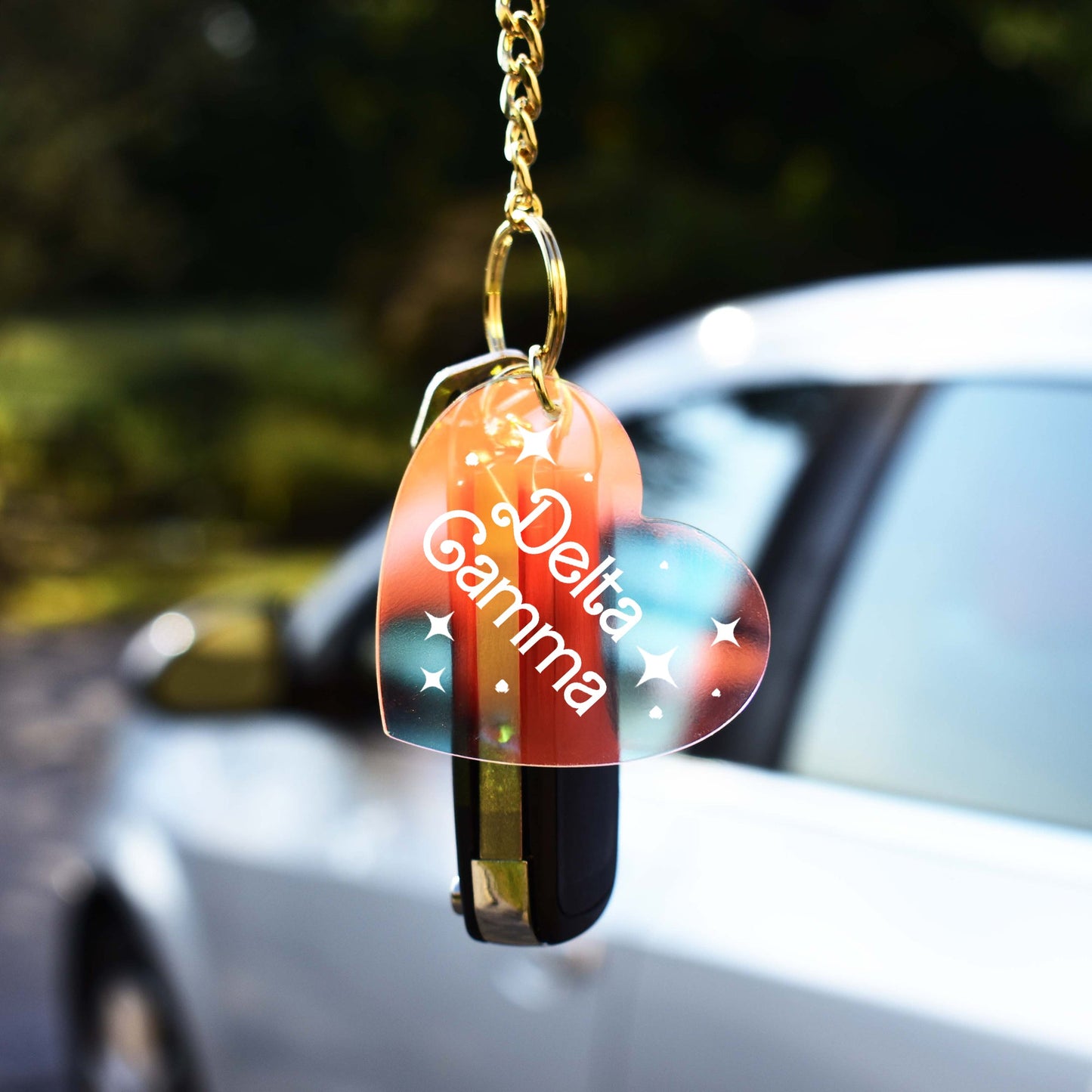 Delta Gamma Keychain - Iridescent Heart Design