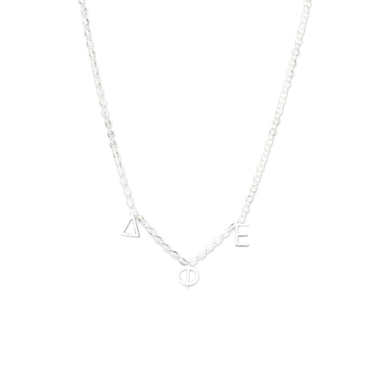 Delta Phi Epsilon Silver Greek Letters Necklace