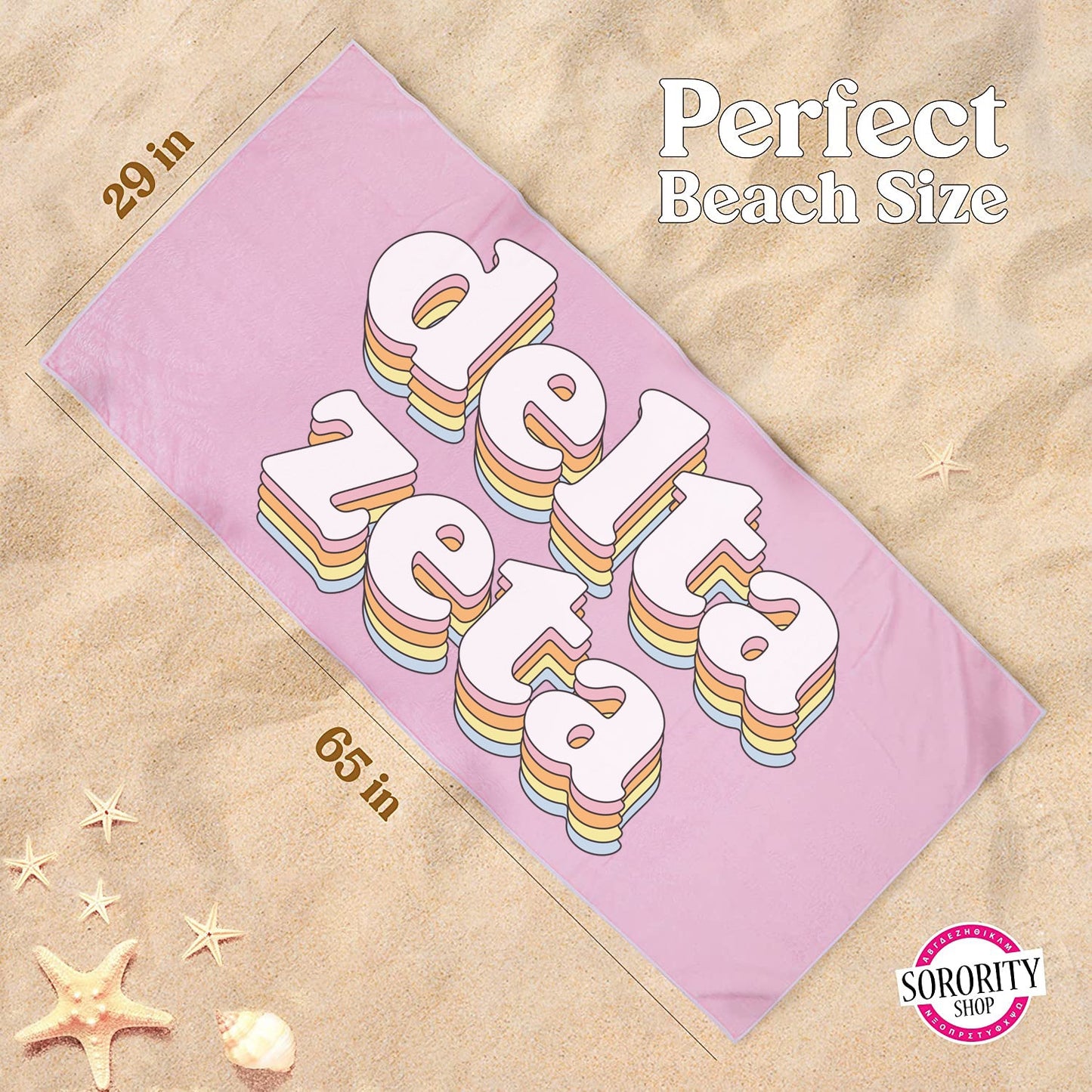 Delta Zeta Plush Retro Beach Towel