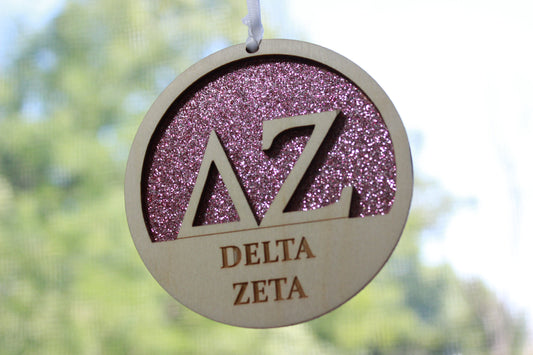 Delta Zeta - Laser Carved Ornament - 3" Round