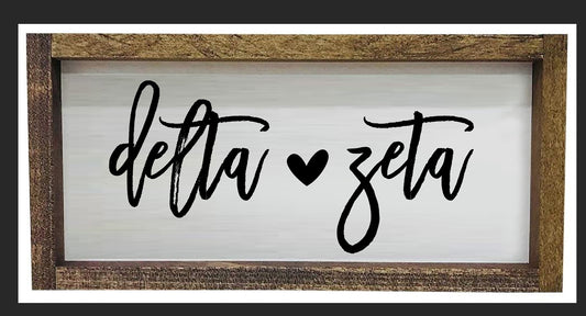 Delta Zeta Script Wooden Sign