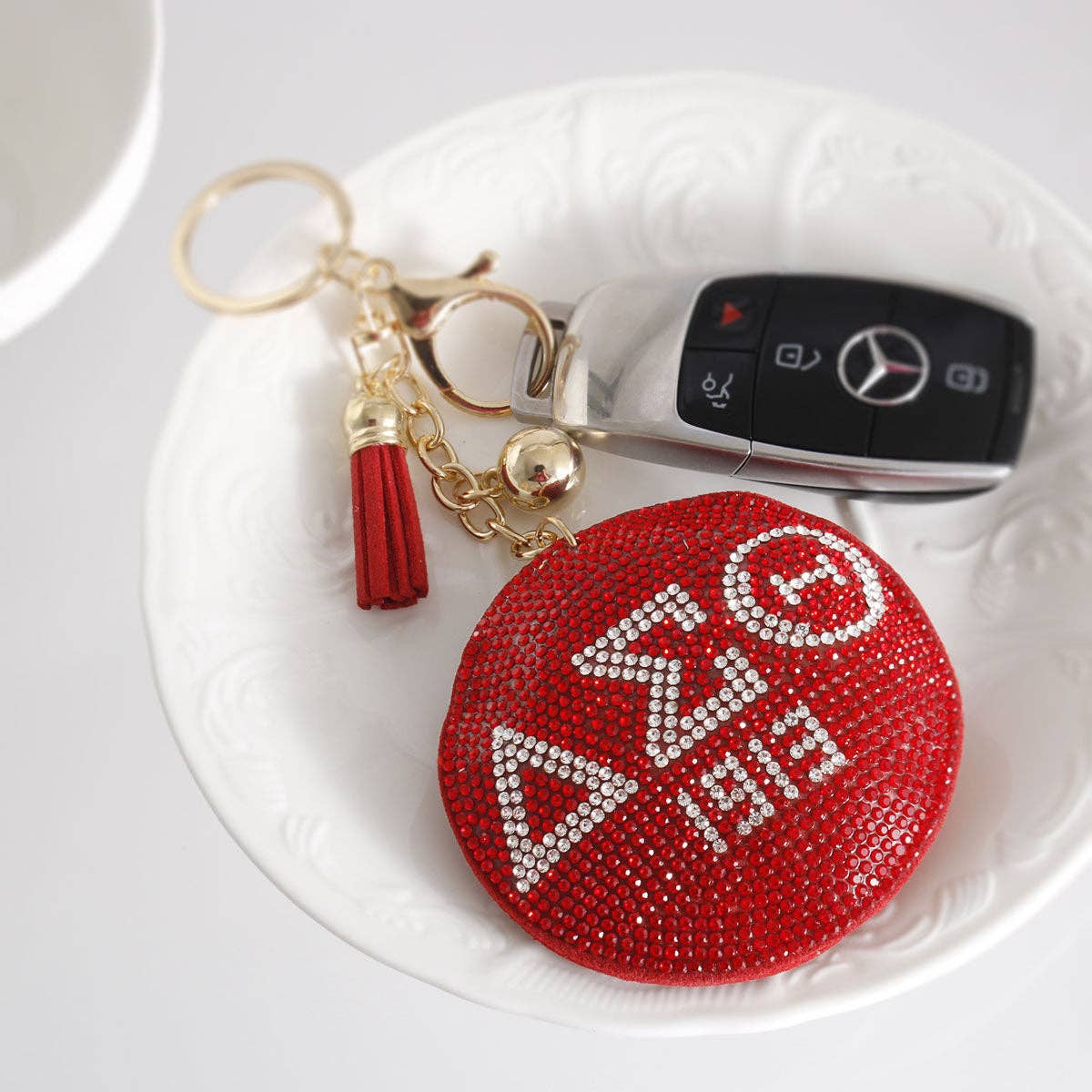 DST Delta Sigma Theta Red Padded Sorority Keychain