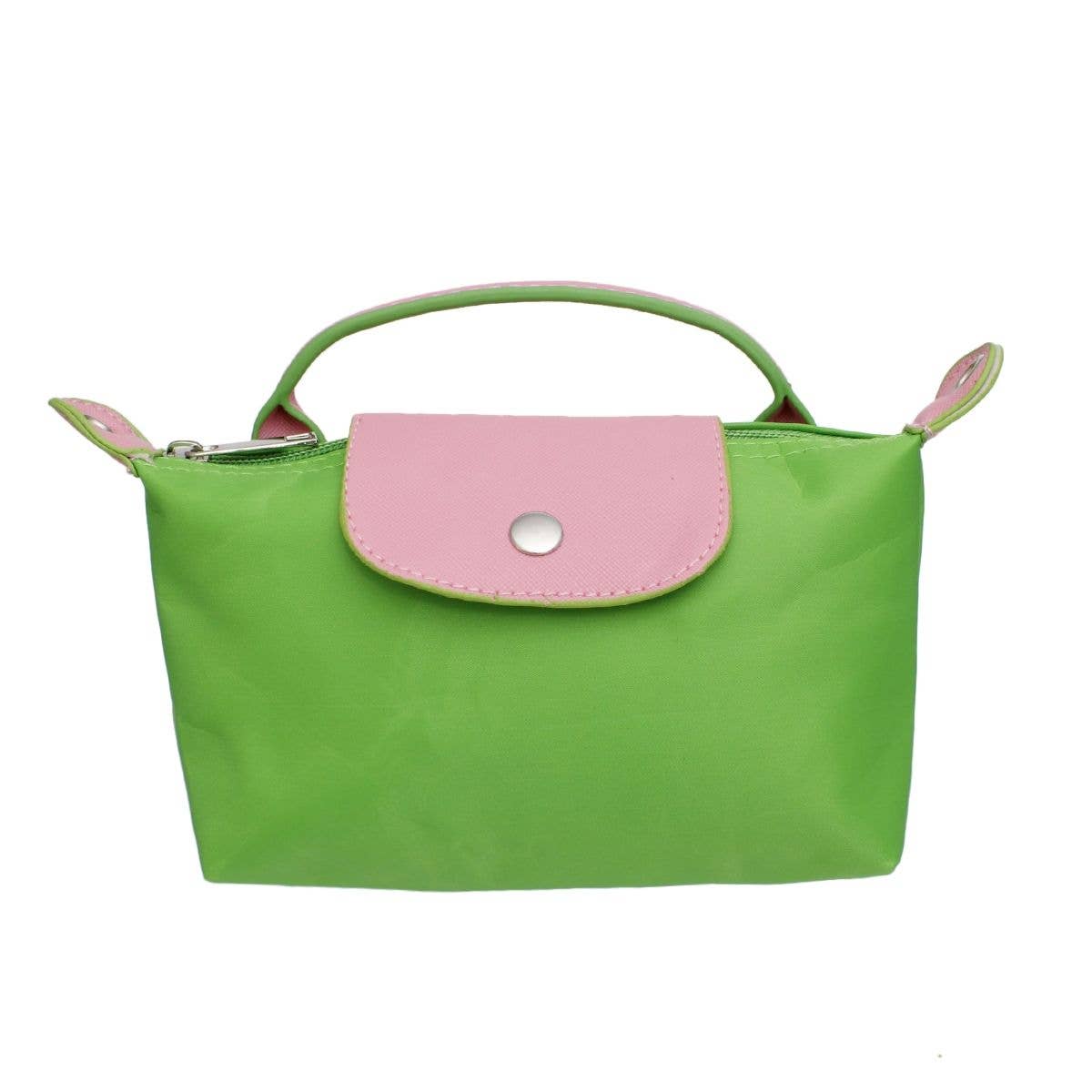 AKA Alpha Kappa Alpha Sorority Green Nylon Mini Pouch Handle Strap
