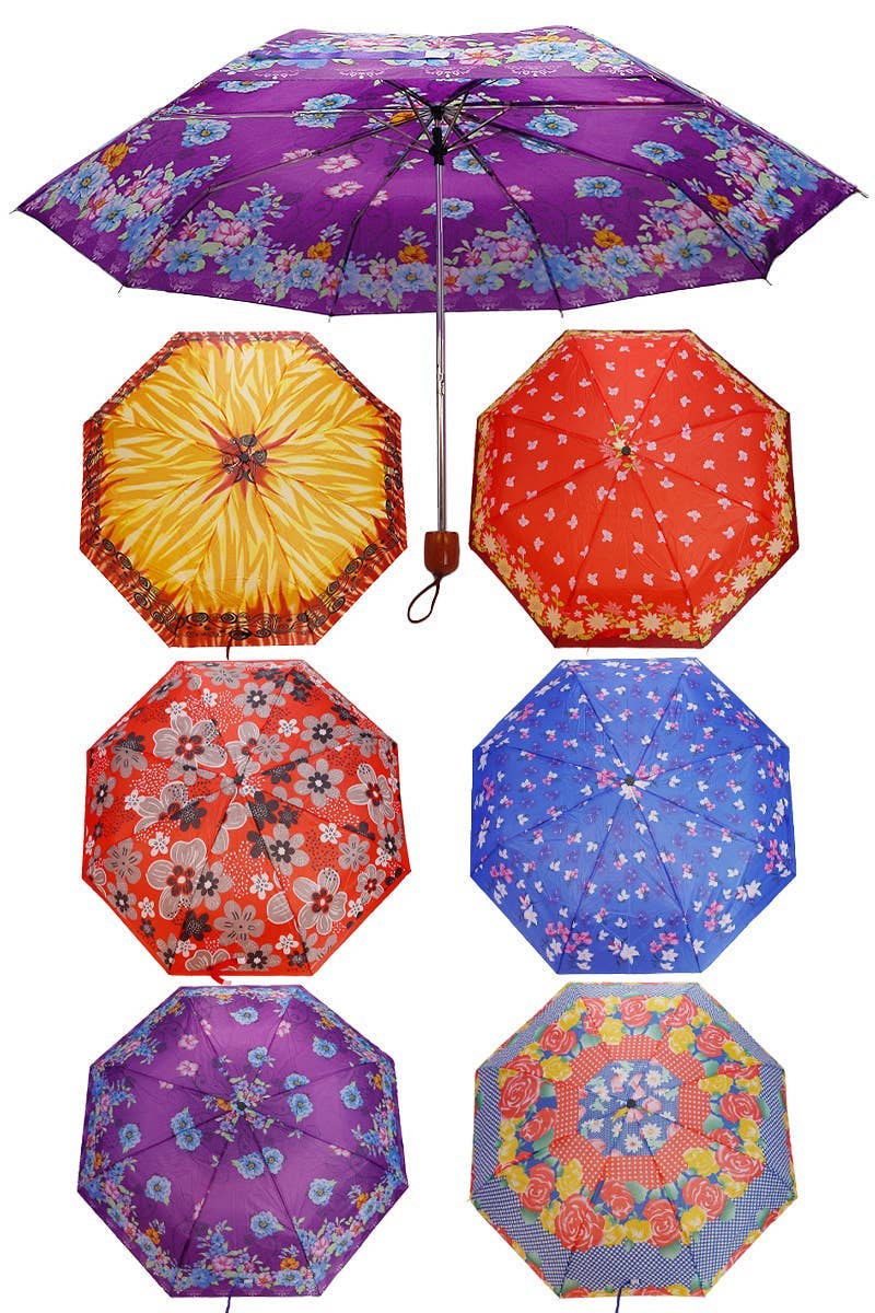 Floral Print Manual Travel Size Umbrella