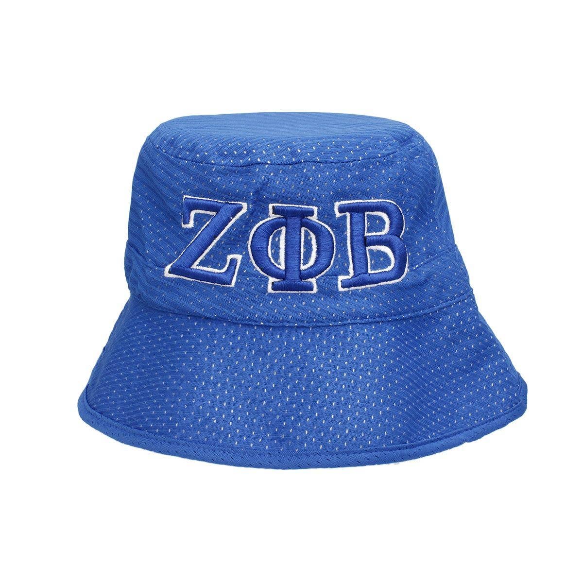ZPB Zeta Phi Beta Sorority Blue Mesh Embroidered Bucket Hat