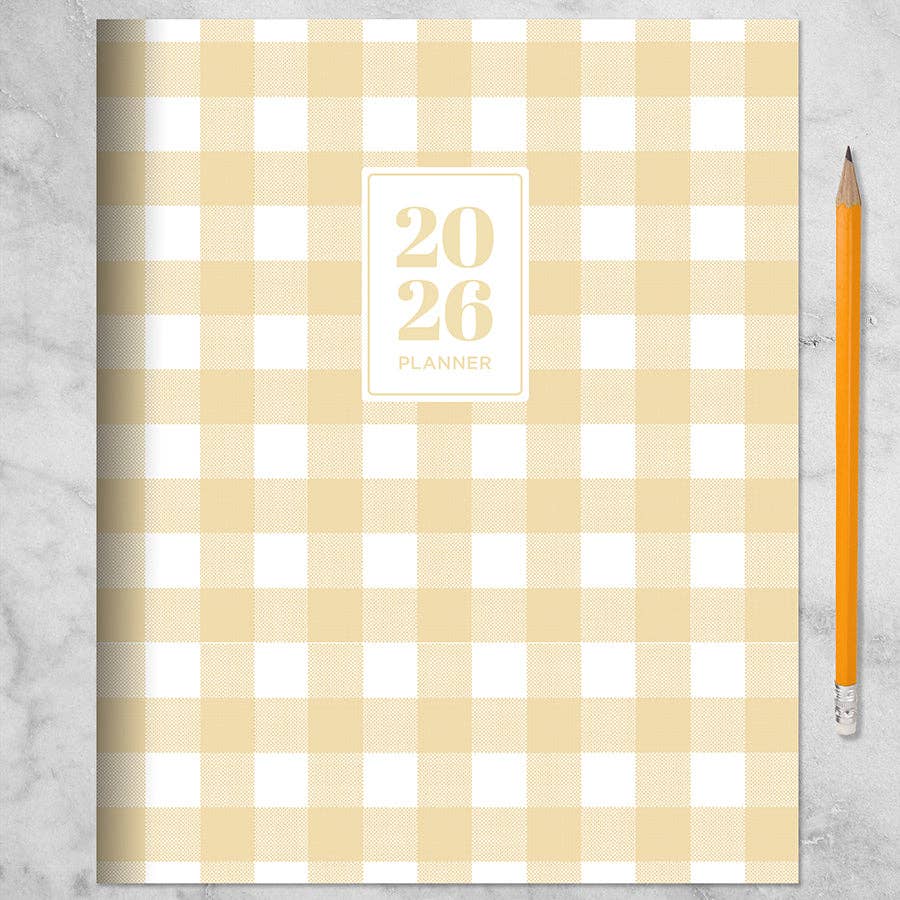 2026 Gingham Wheat Medium Monthly Planner