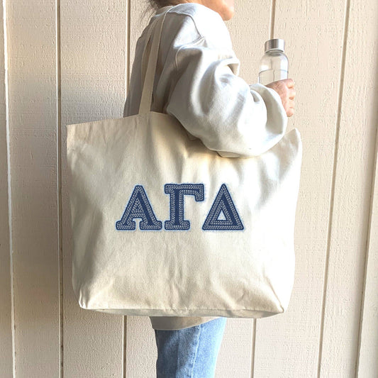Sorority Greek Letters Printed on a Canvas Tote Bag