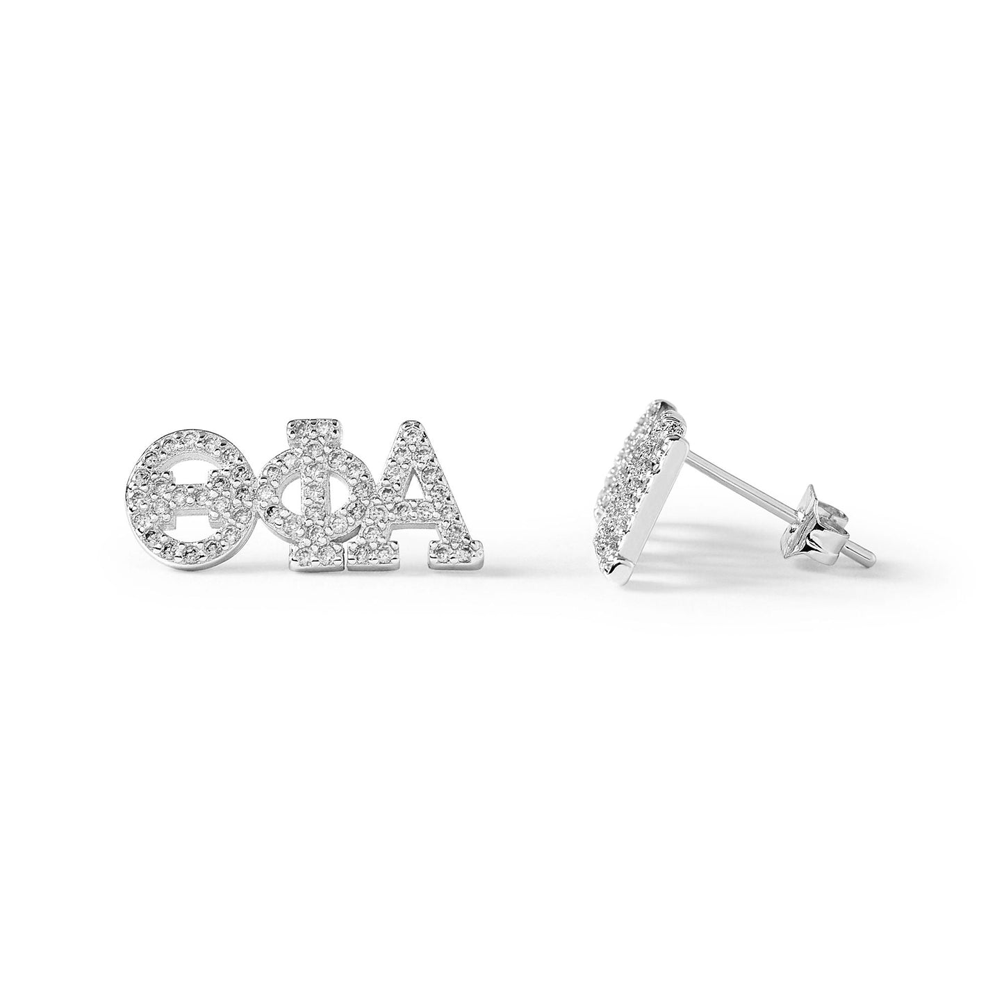 Theta Phi Alpha White Gold Plated Stud Earrings