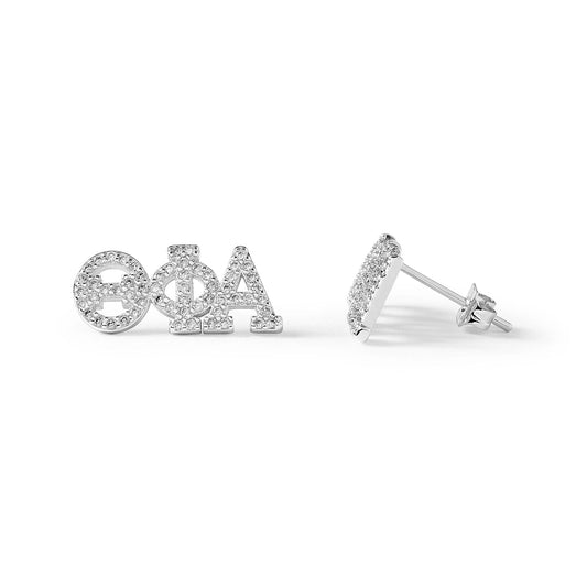 Theta Phi Alpha White Gold Plated Stud Earrings