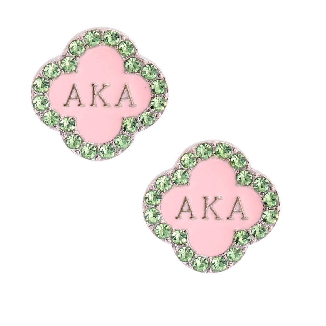 AKA Alpha Kappa Alpha Pink Green Sorority Studs