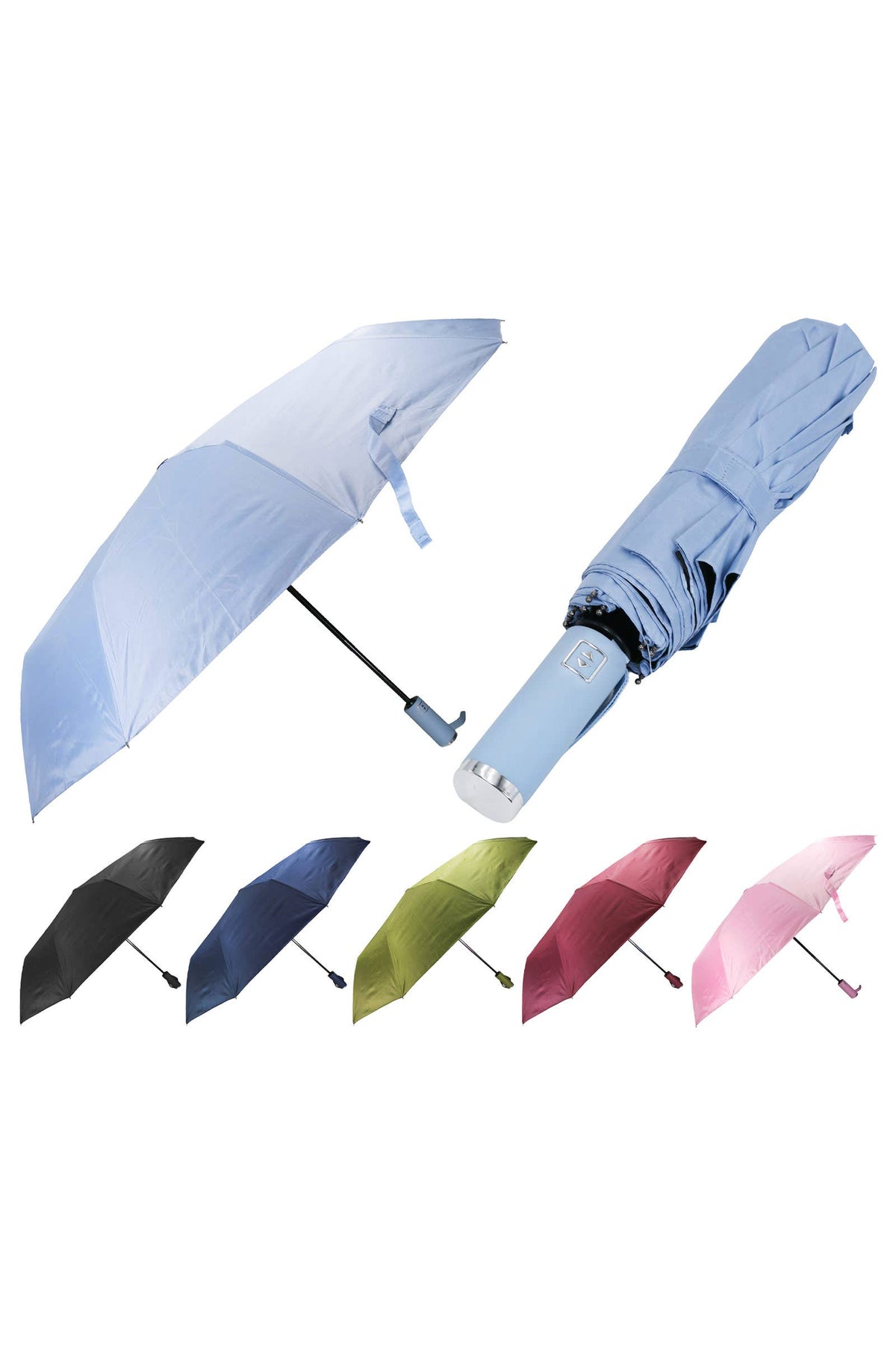 Pastel and Neutrals 10-Panel Auto-Open Compact Umbrella