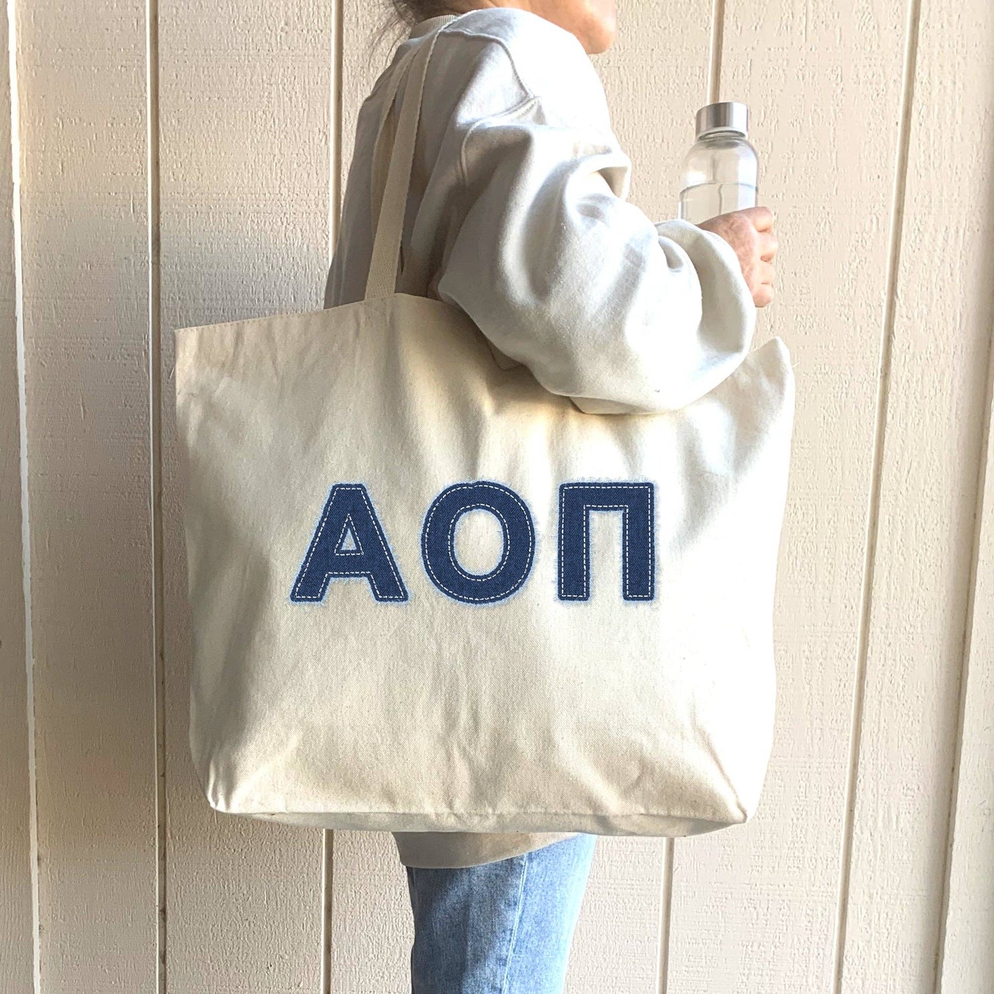 Sorority Greek Letters Printed on a Canvas Tote Bag