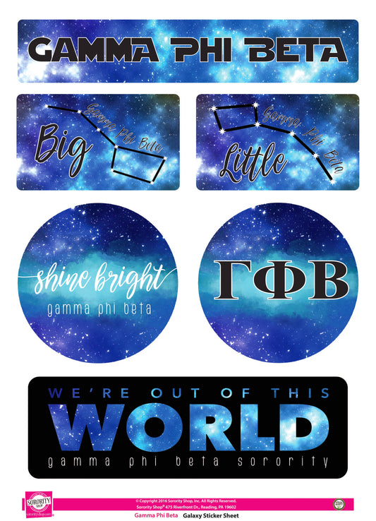 Gamma Phi Beta Galaxy Stickers - Virginia Book Company