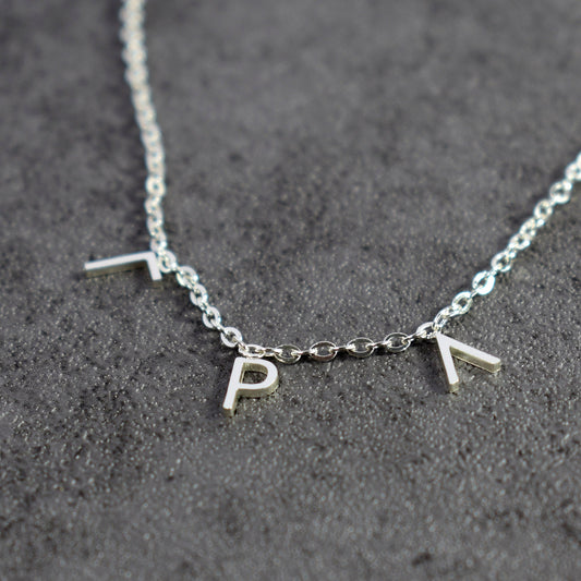 Gamma Rho Lambda Silver Greek Letters Necklace