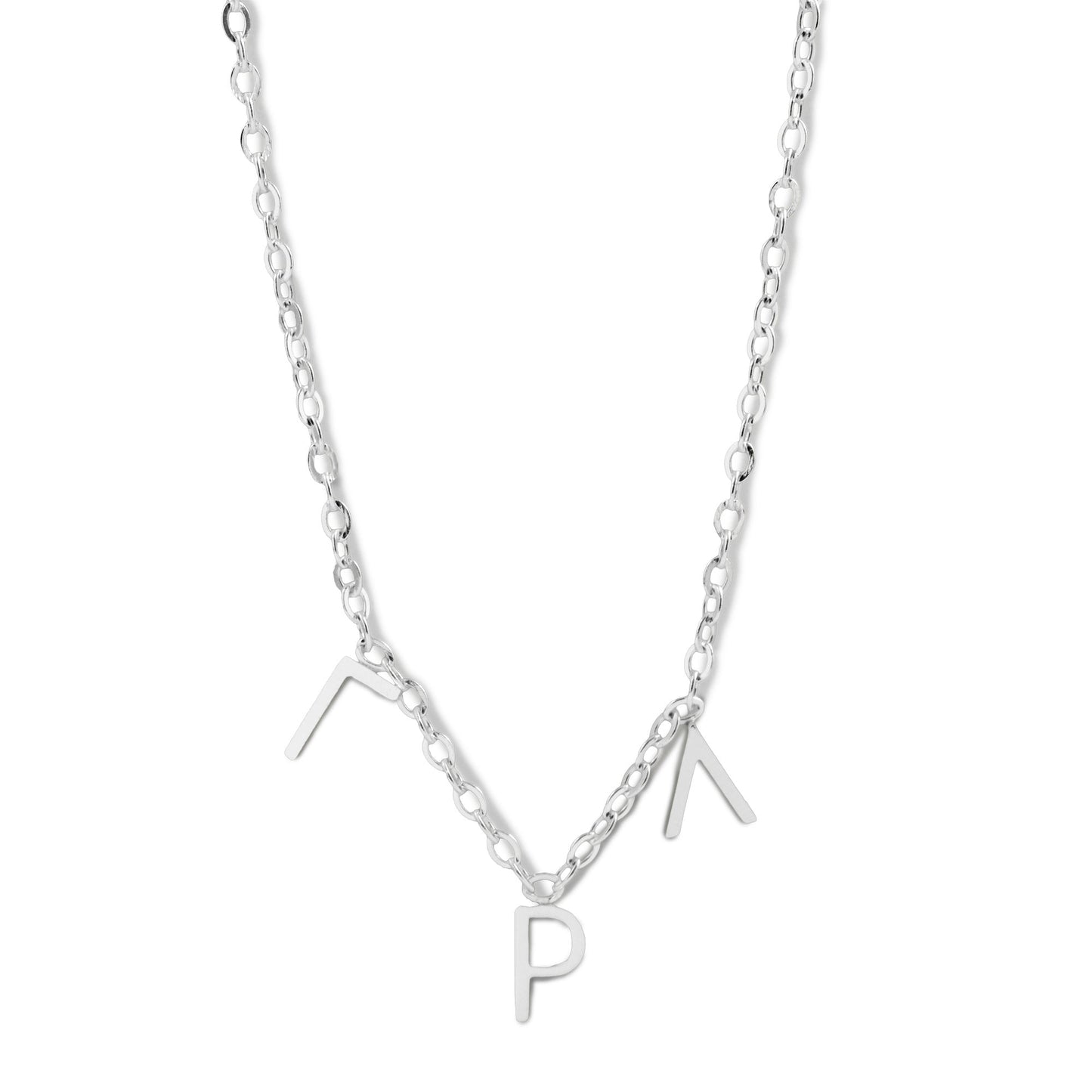 Gamma Rho Lambda Silver Greek Letters Necklace